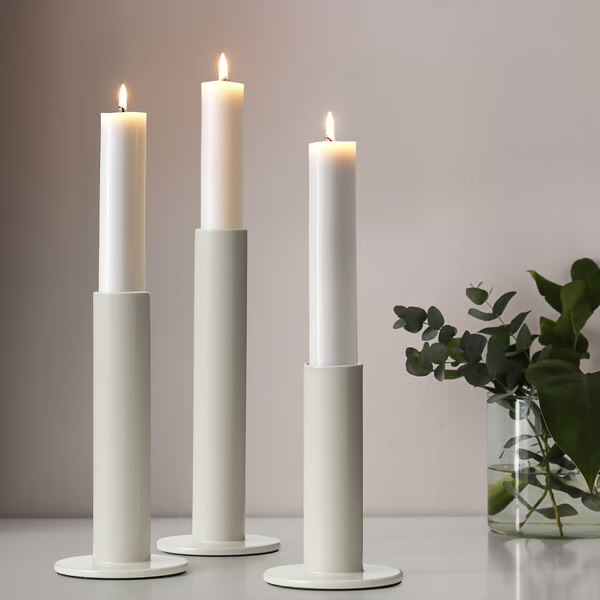 Ljusstakar off white i tre höjder