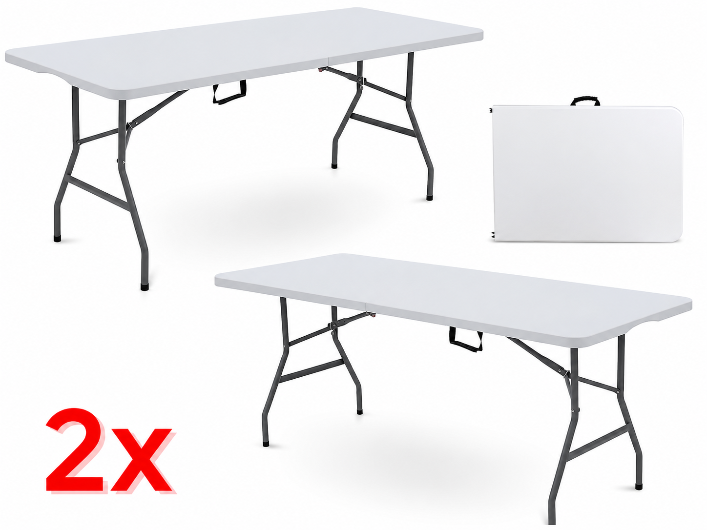2 x 6ft plastic folding trestle table 