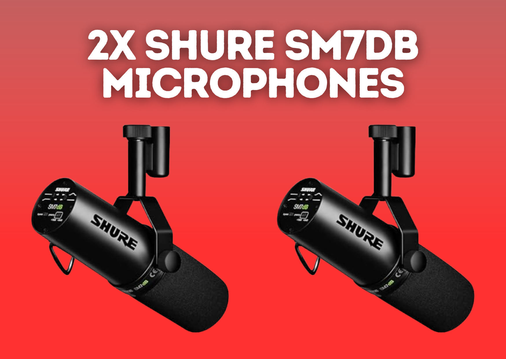 2x shure sm7db microphones  dynamic vocal microphone with built-in preamp podcast interview