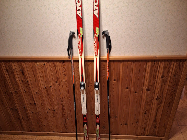 Längdskidor 193cm, pjäxor(strl 43) och stavar