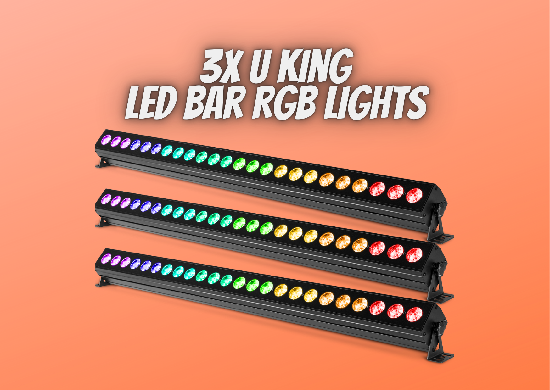 3x u king b354 led bar rgb 24 light bar uplighter - strobe effect