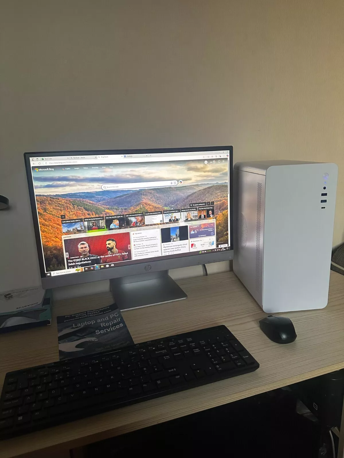 Desktop computer setup inc monitor