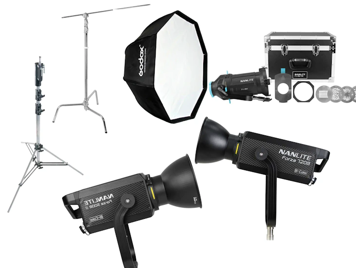 Nanlite 500b ii + 720b m/ octaboks, gobo og stativer – proff lyspakke