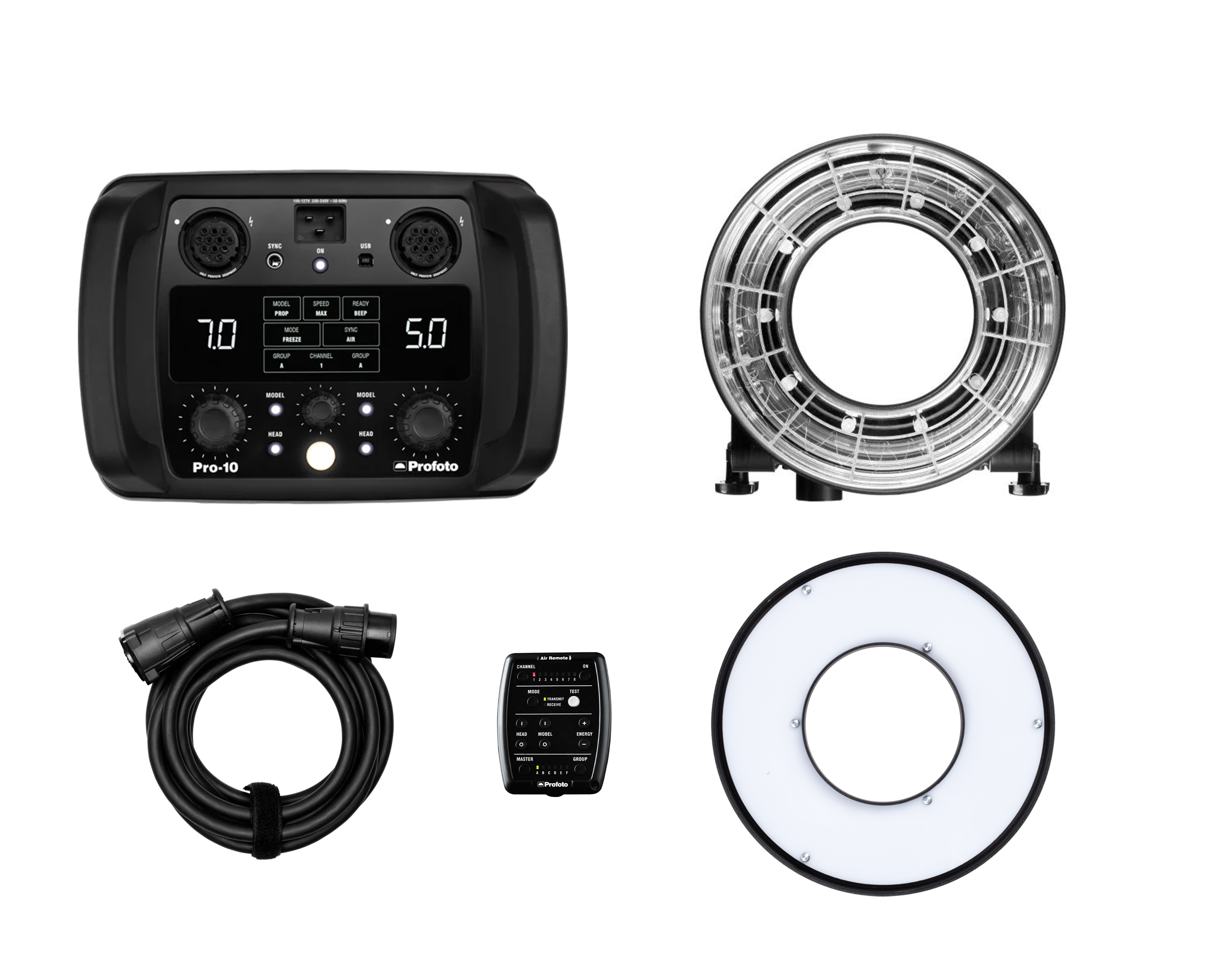 Profoto ringflash ii kit with profoto pro-10, diffuser,  air remote and extension cable