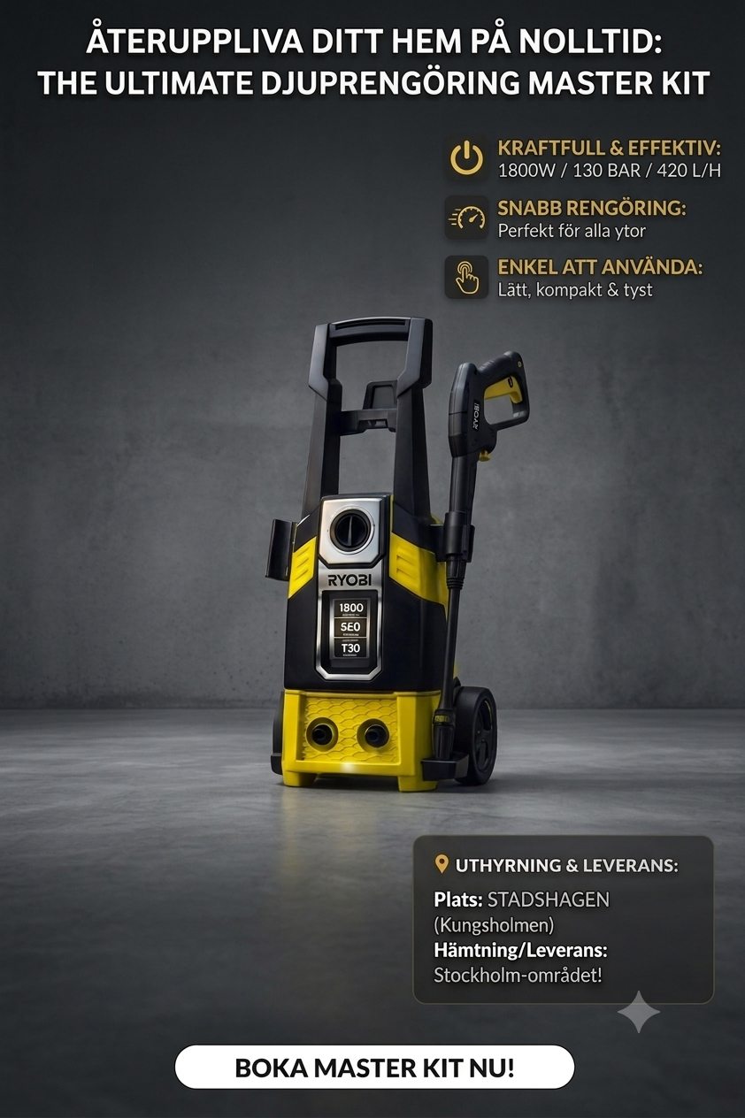Ryobi högtryckstvätt 130 bar att hyra | high-pressure washer for rent – stockholm