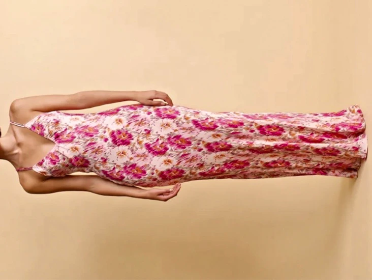 Crepe satin strap dress