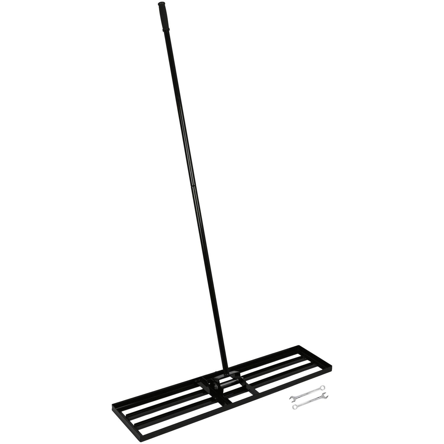 	 heavy duty iron lawn levelling rake - black / 106mm