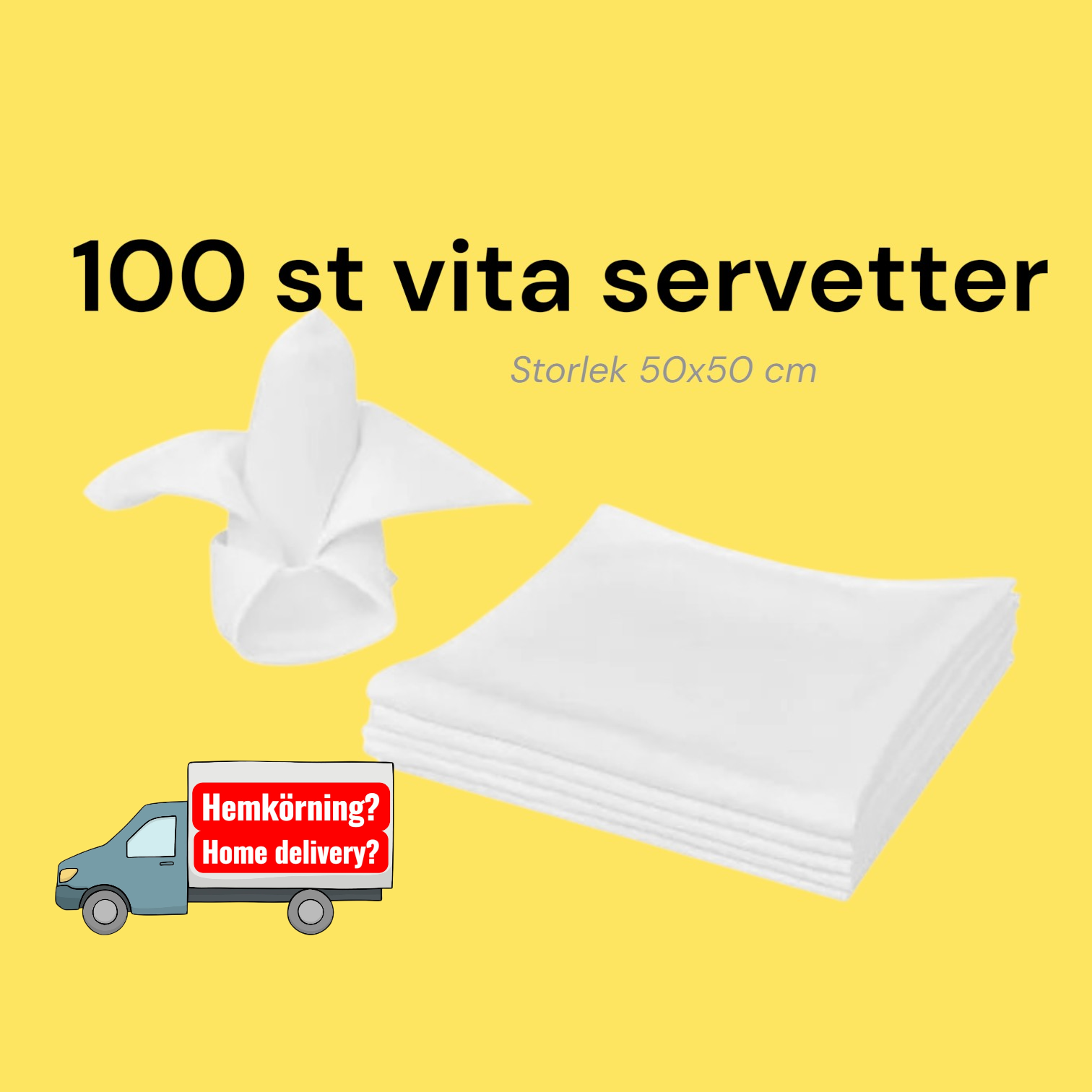 100 st vita servetter 50x50 cm