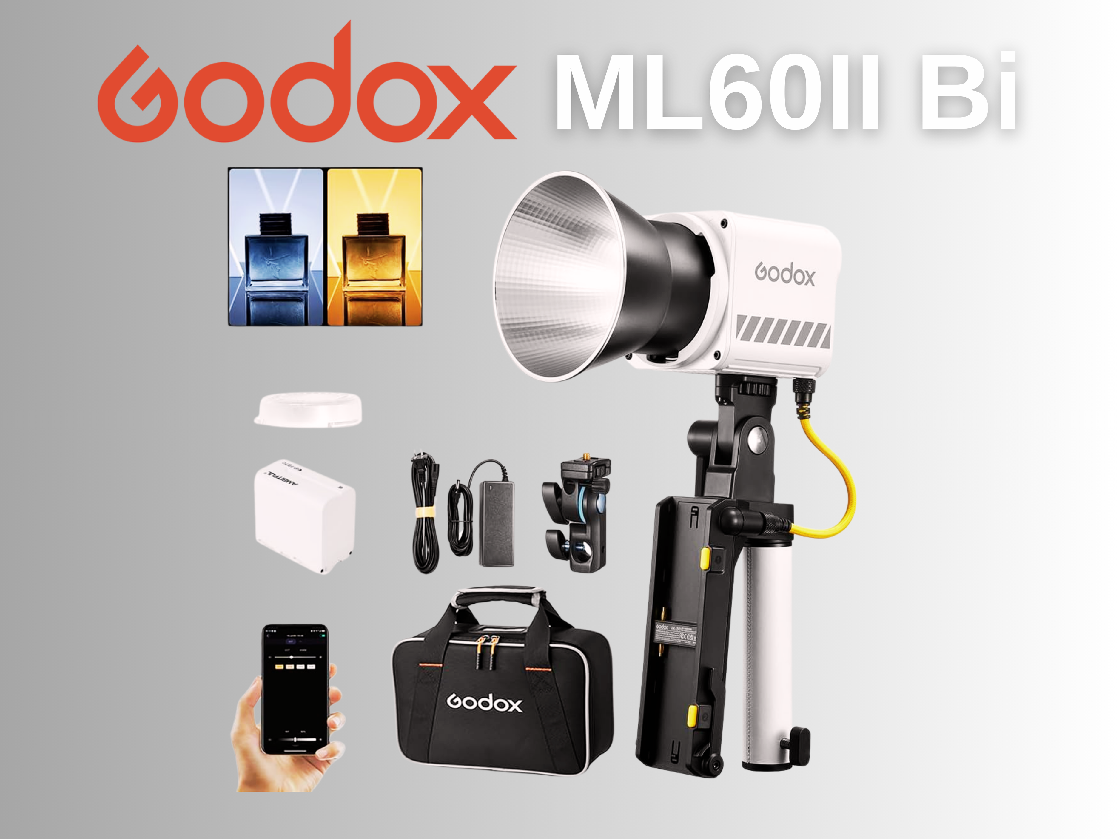Godox ml60ii bi + godox ml-cd15 foldable dome diffuser kit