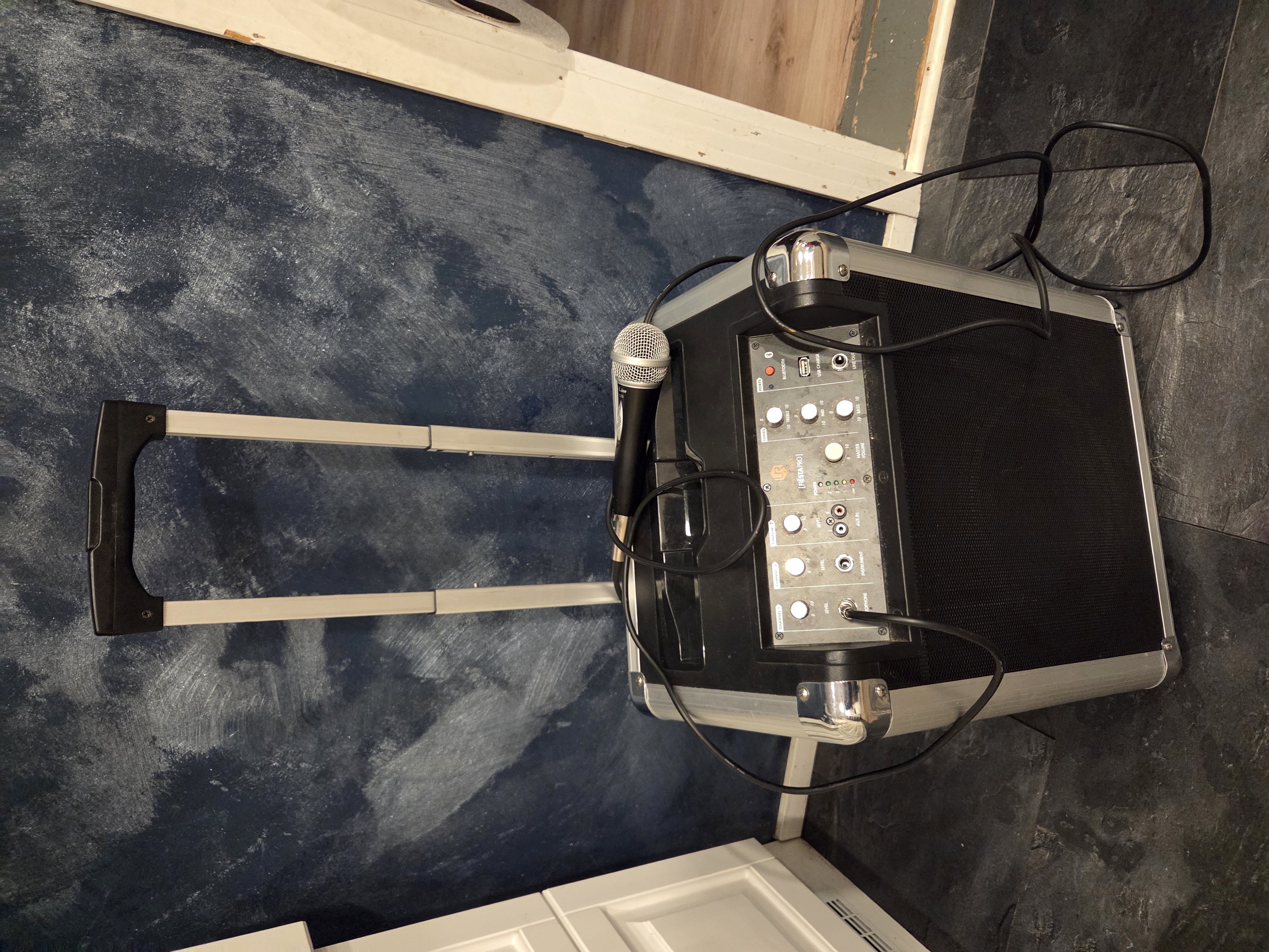 Liikuteltava kaiutin ja mikki