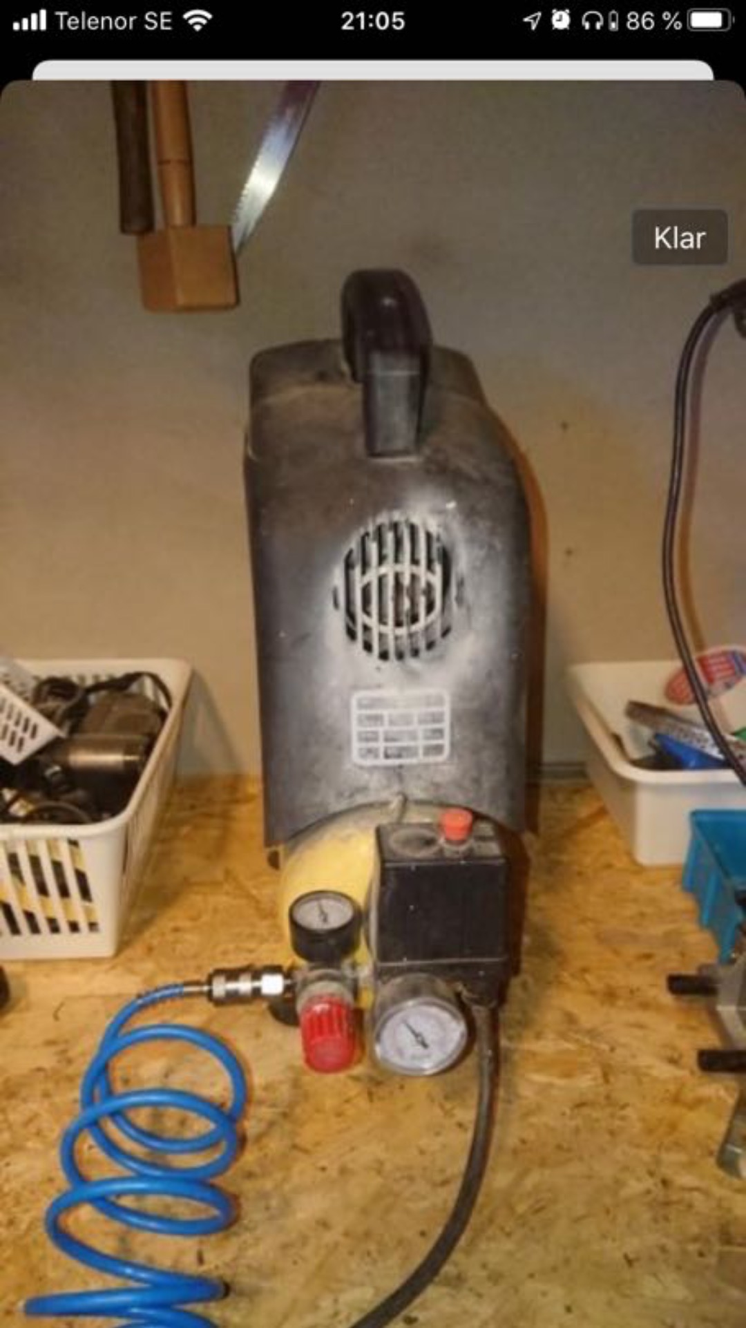 Kompressor med spikpistol och klammerpistol