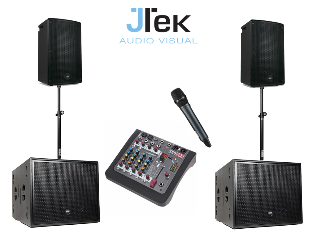 Medium music pa system - wireless microphone, bluetooth, subwoofers