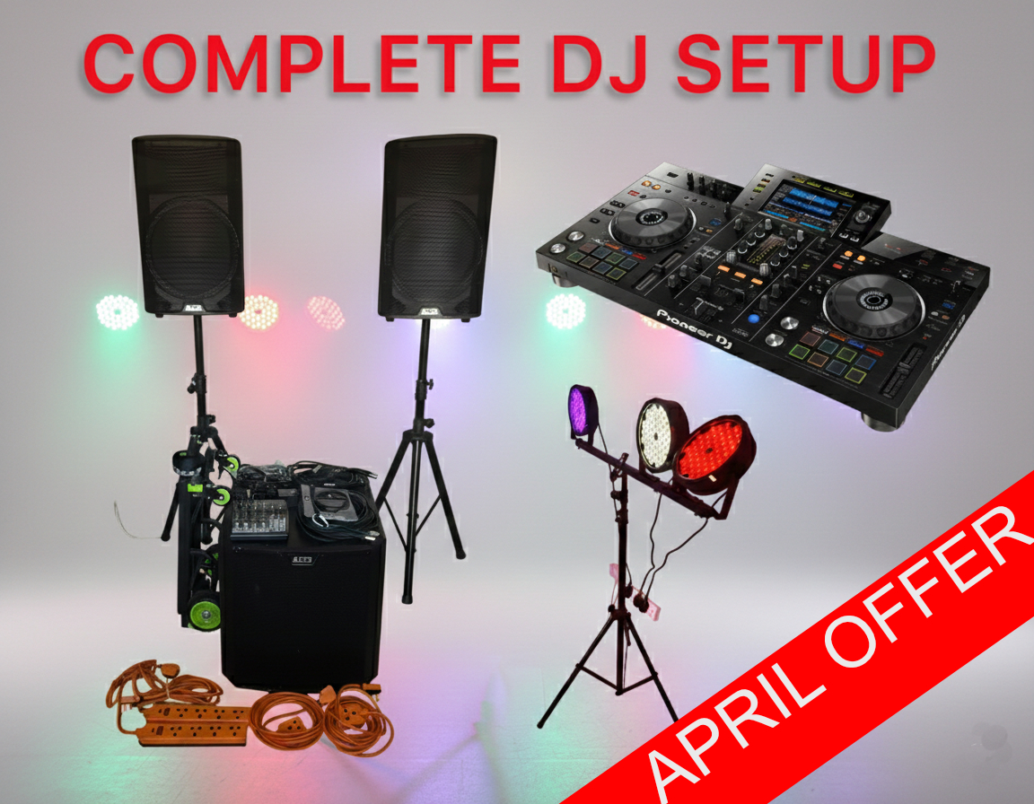 Complete dj setup – pa sound system + party lights + pioneer ddj rx2 controller