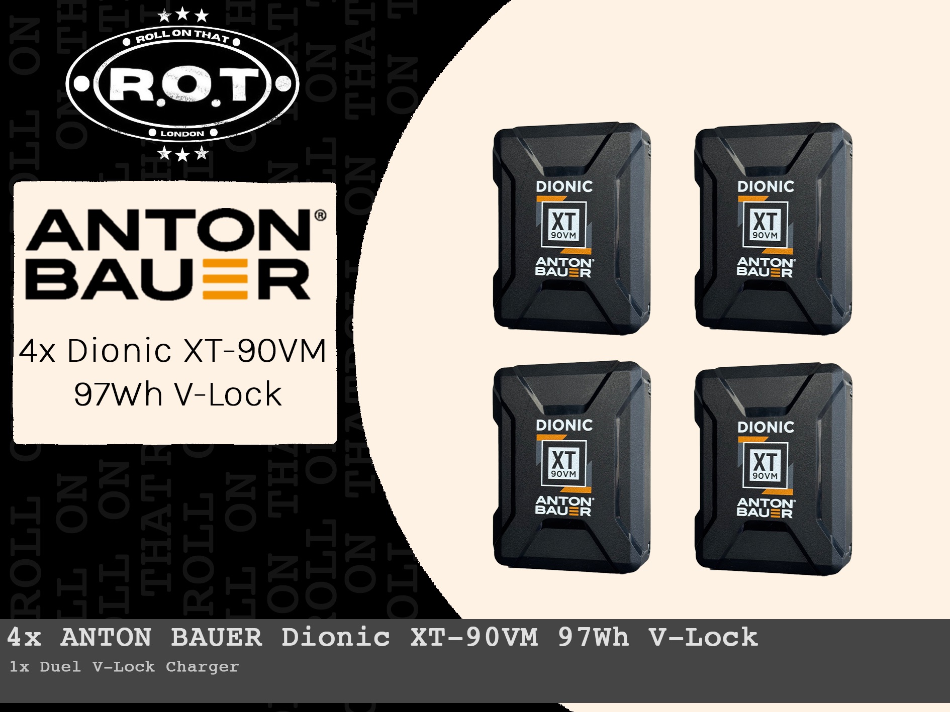 4x anton bauer dionic xt-90vm 97wh v-lock