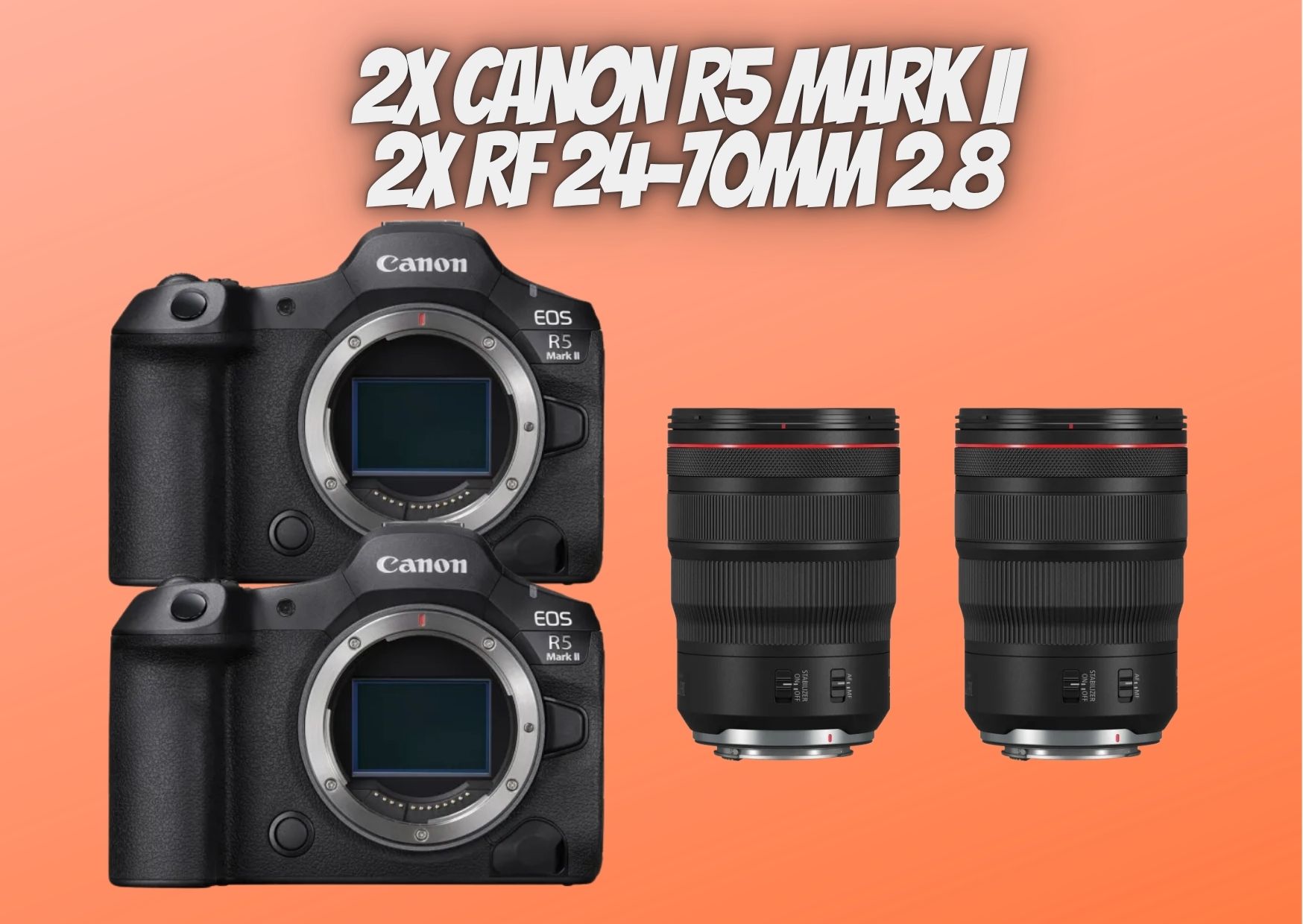2x canon r5 ii + 2x rf 24-70mm lens 2 tb cf card