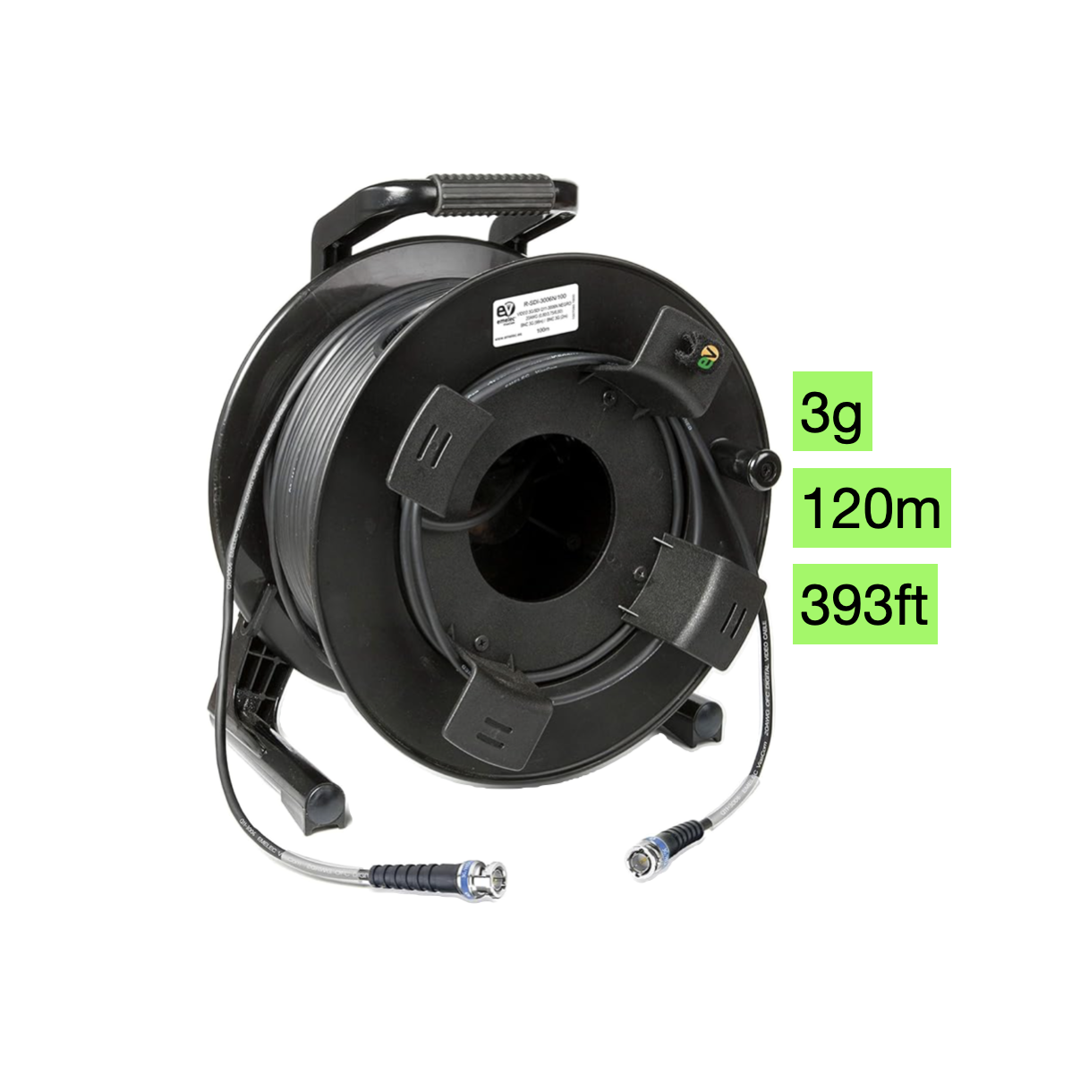 100m 393ft 3g sdi cable drum reel 1080 @ 60p bnc (4x available)