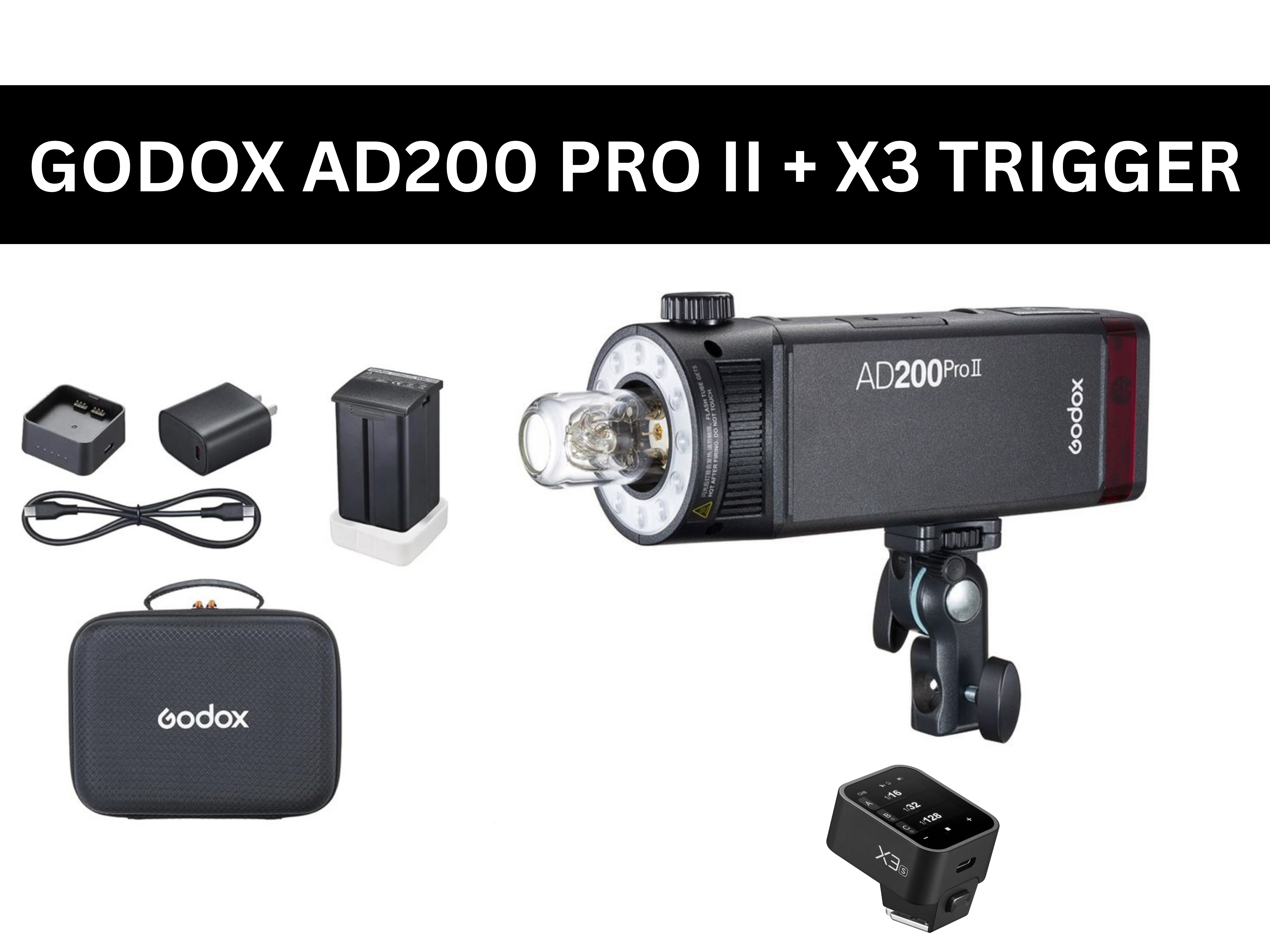 Godox ad200 pro ii + x3 (sony) trigger flash 