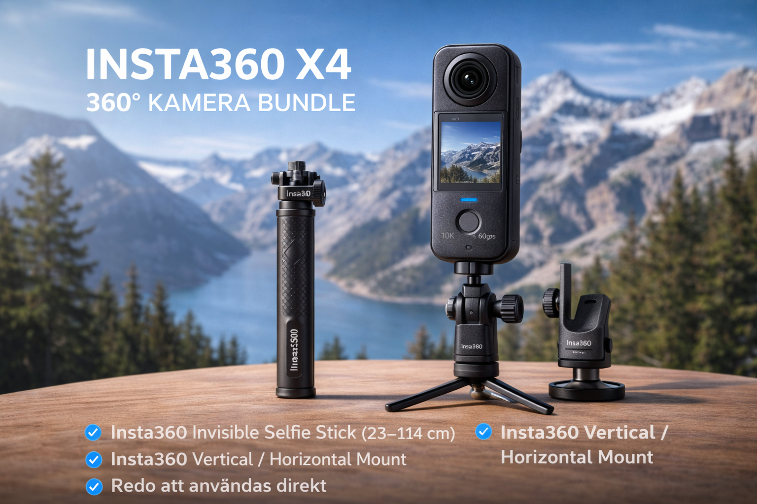 360° kamera - insta360 x4 + med massa tillbehör