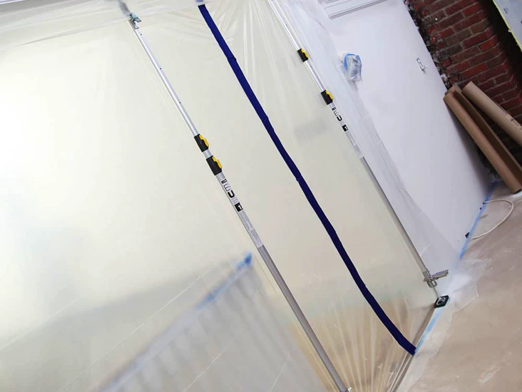 Takstöttor för dammskydd, dammvägg, dammstämp,