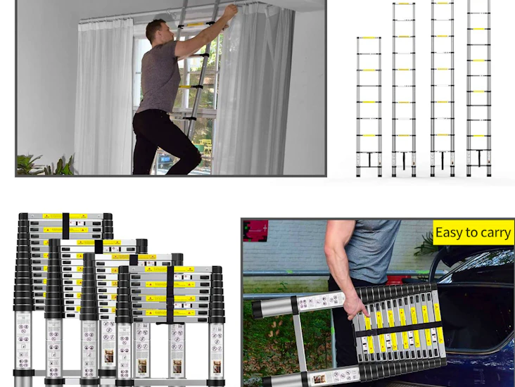 Telescoping extension ladder 15.5ft, aluminum