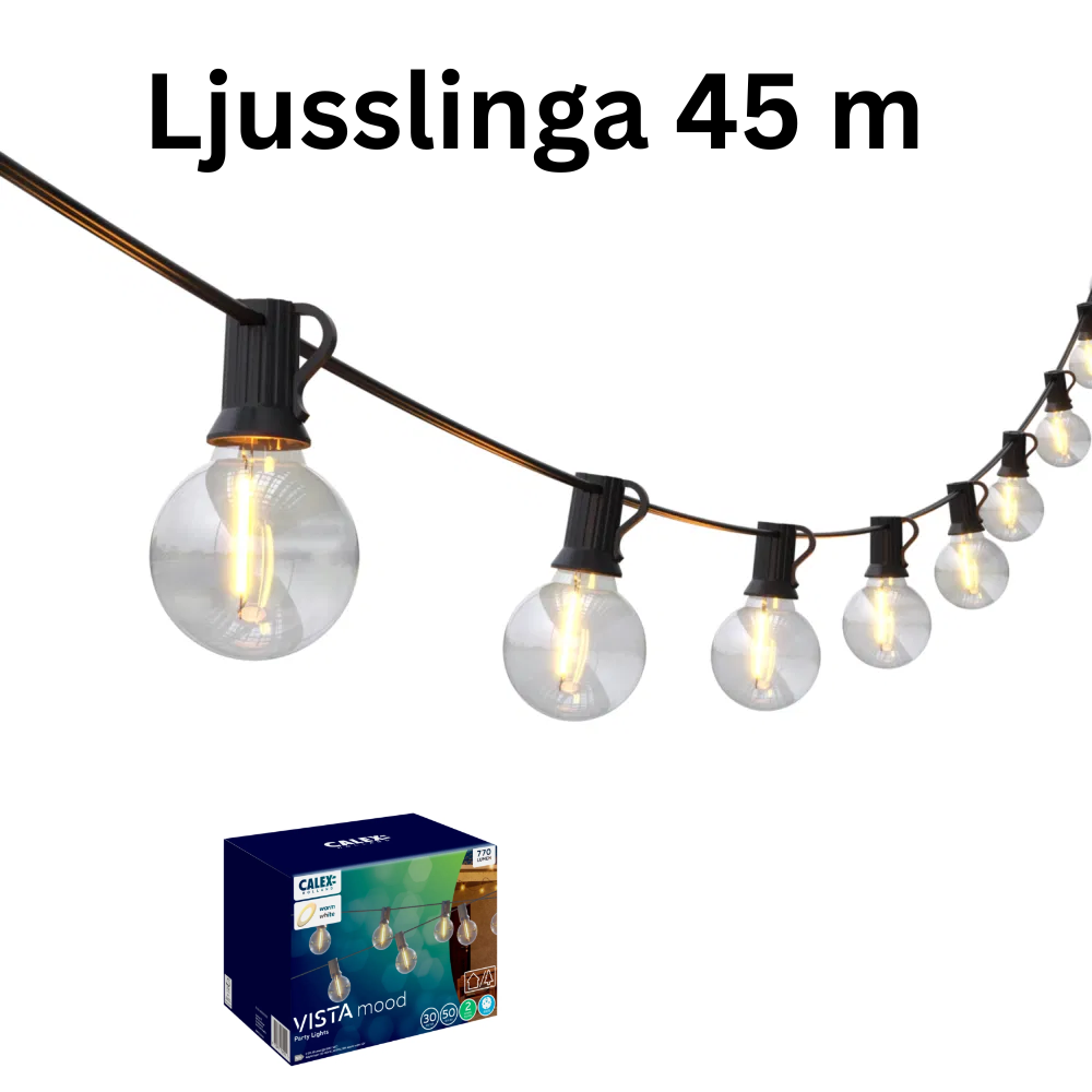 Ljusslinga 45 m med 75 led-lampor och fjärrkontroll för utomhusbruk