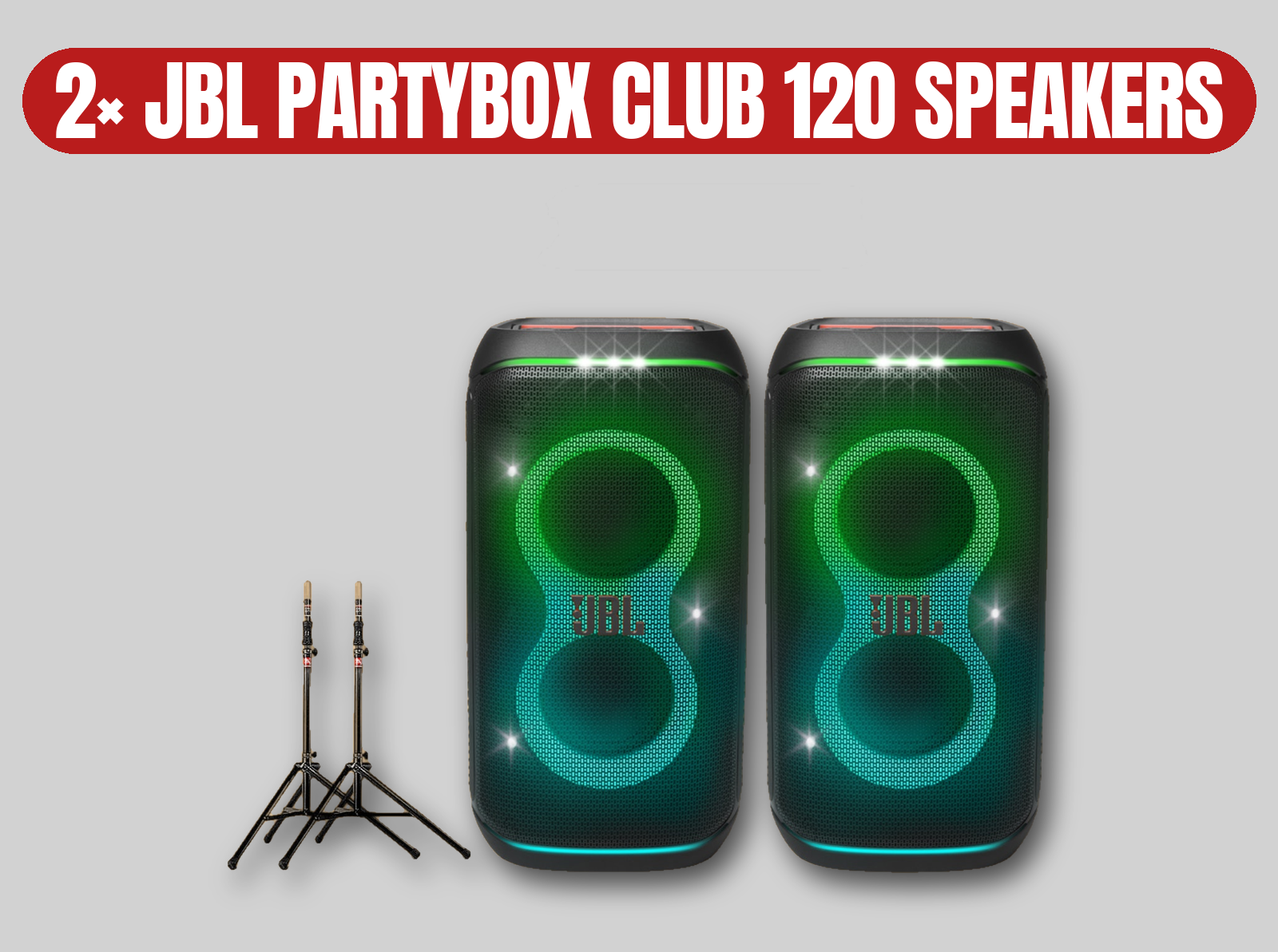 2x jbl partybox club 120 speakers | portable bluetooth party speaker pair / bass boost / rgb light show / stands (like partybox 310 / 710)