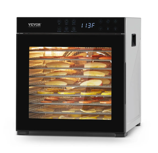 Matdehydrator / frukttørker – 10 brett – jerky, sopp, tomater og hundegodbiter