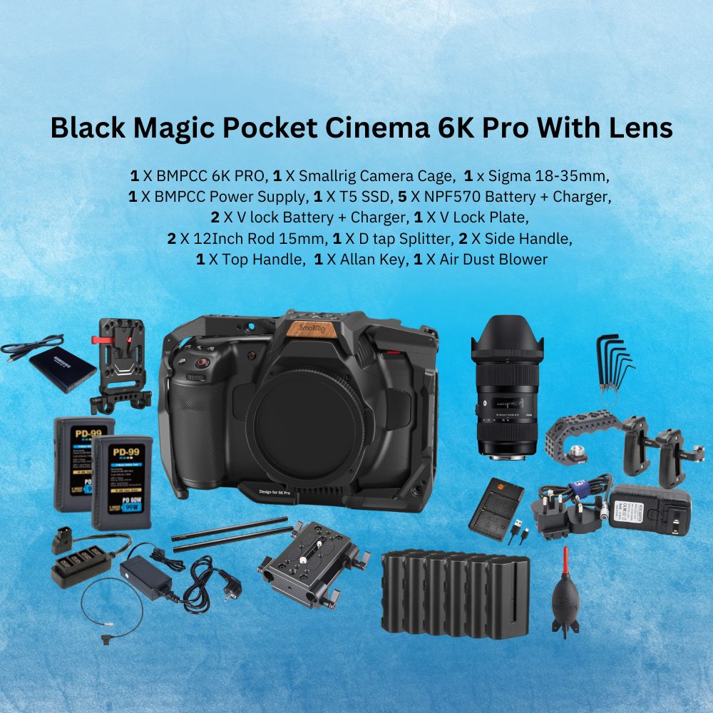 Blackmagic pocket cinema camera  6k pro with lens