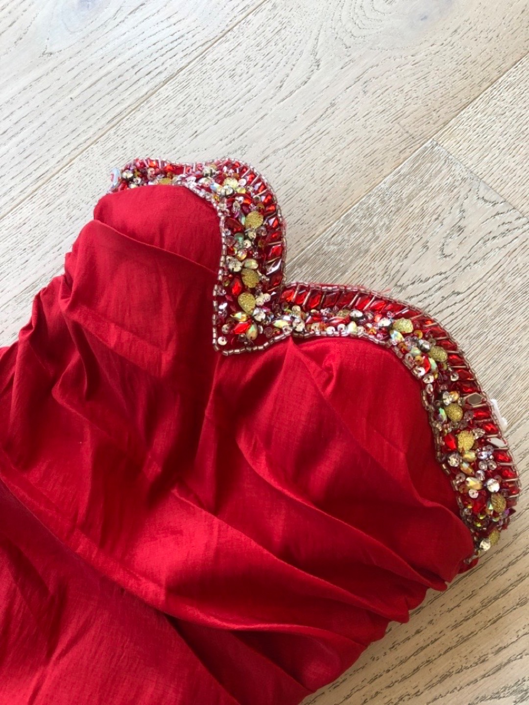 Rød silke ballkjole | selskapskjole - str m