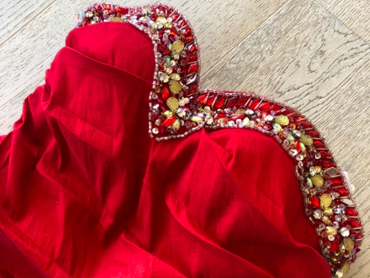 Rød silke ballkjole | selskapskjole - str m