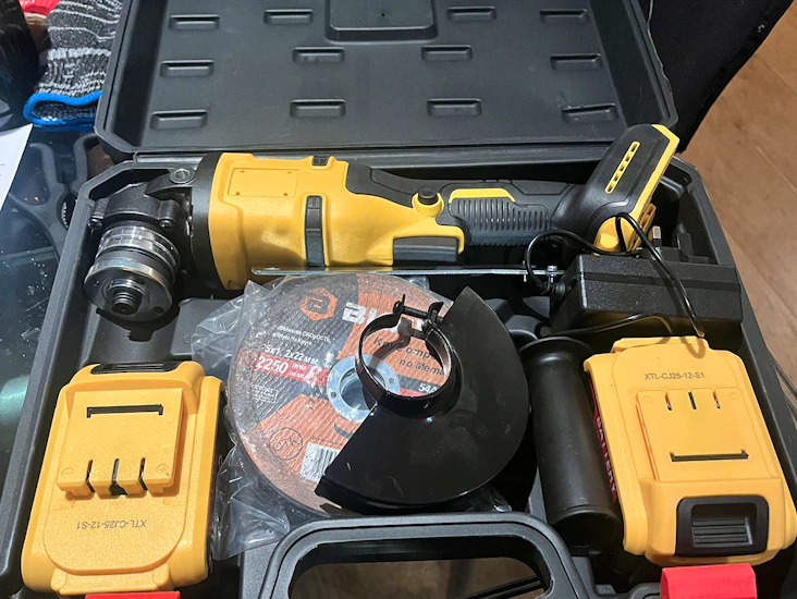 5" 125mm cordless angle grinder cutter w/ 2 battery & carry box &disc