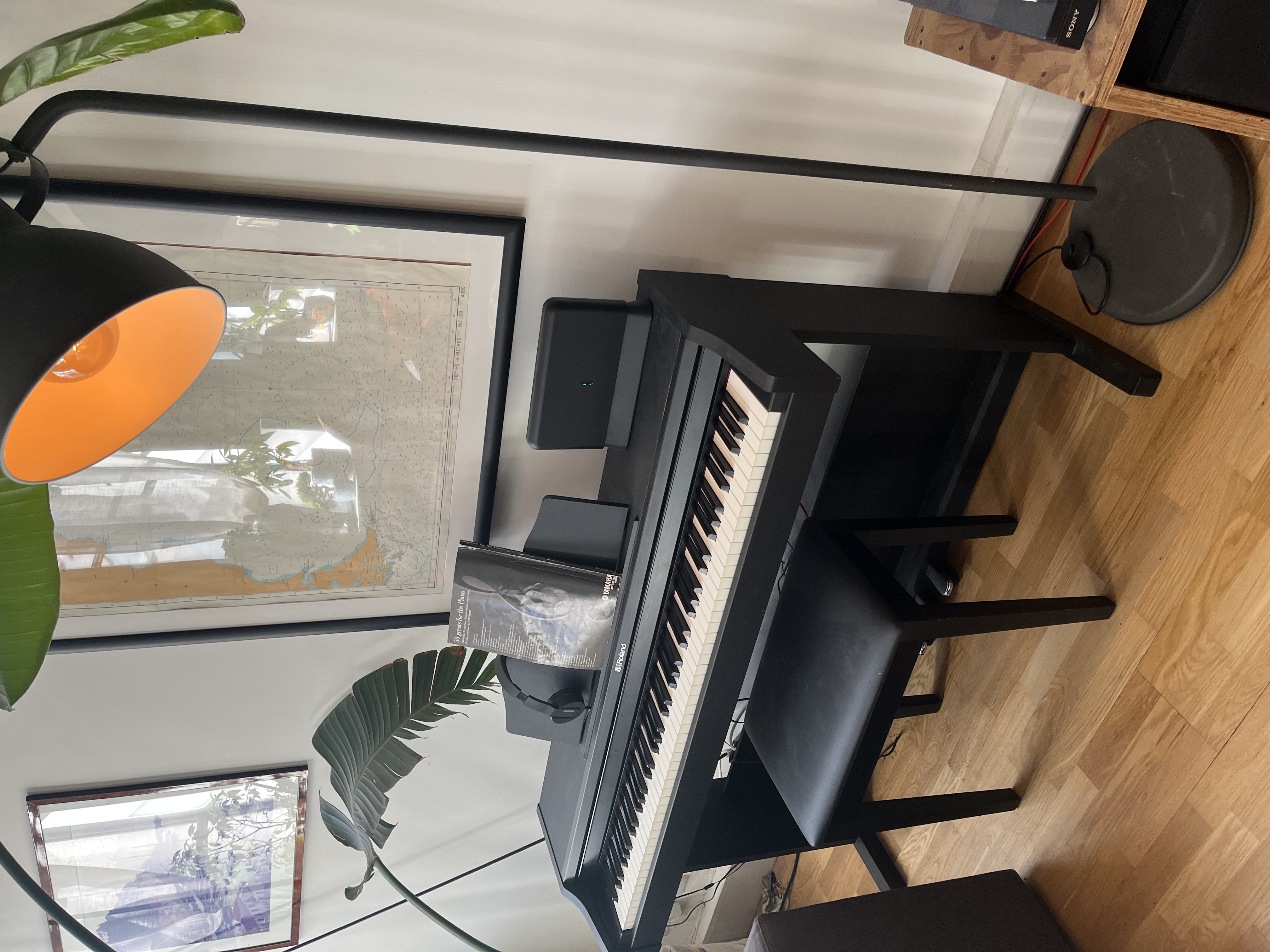 Electric piano with pedals
