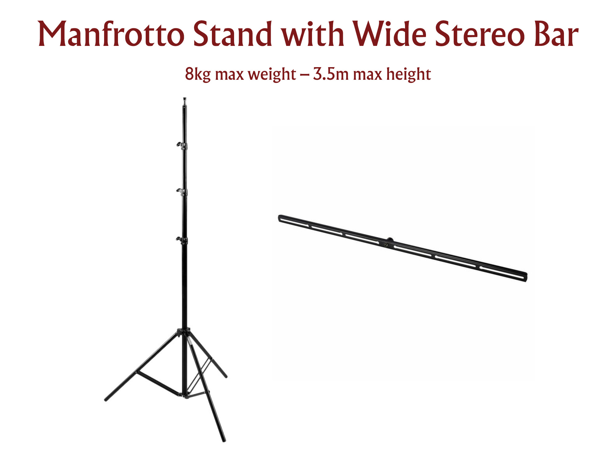Manfrotto stand with wide stereo bar