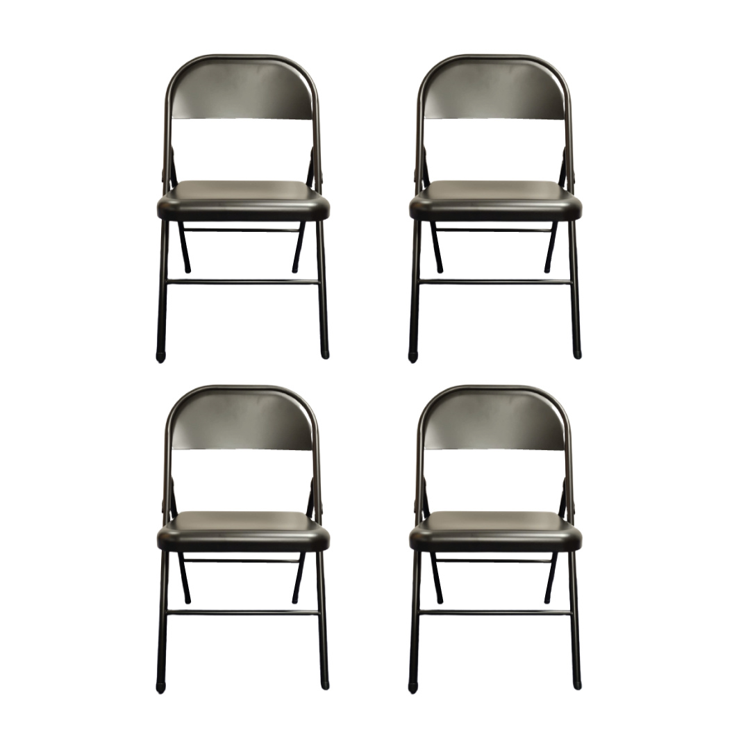 4 black metal folding chairs for events/parties/stalls