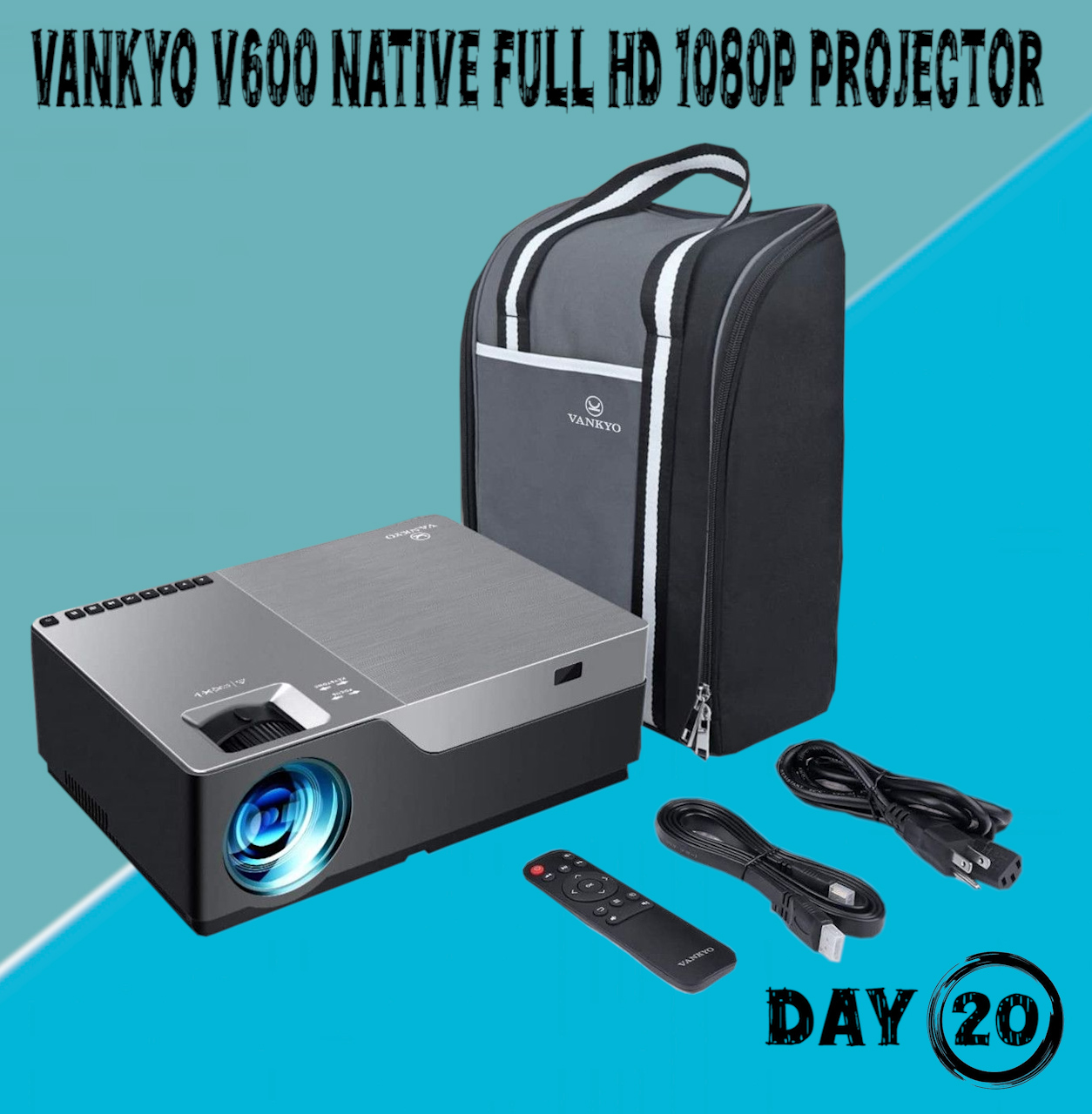 Vankyo v600 native full hd 1080p led projector, 6800 lumens hdmi