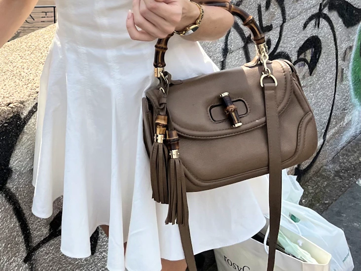 Vintage gucci convertible pompon veske