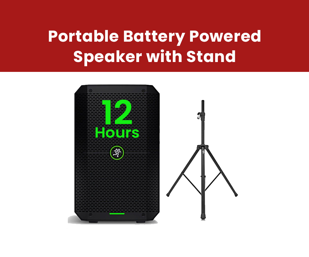 1 x "mackie thump go" battery powered speaker with stand