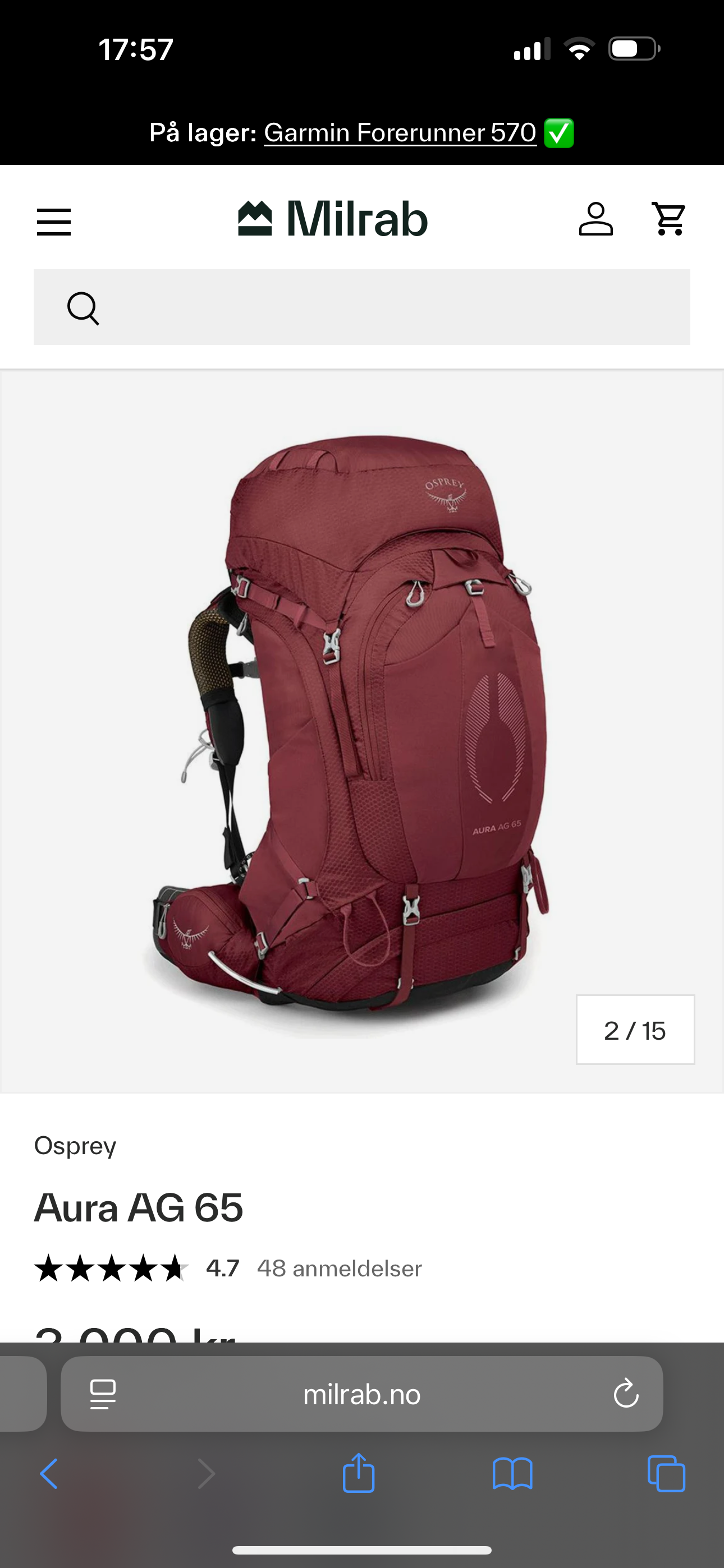 Osprey tursekk 