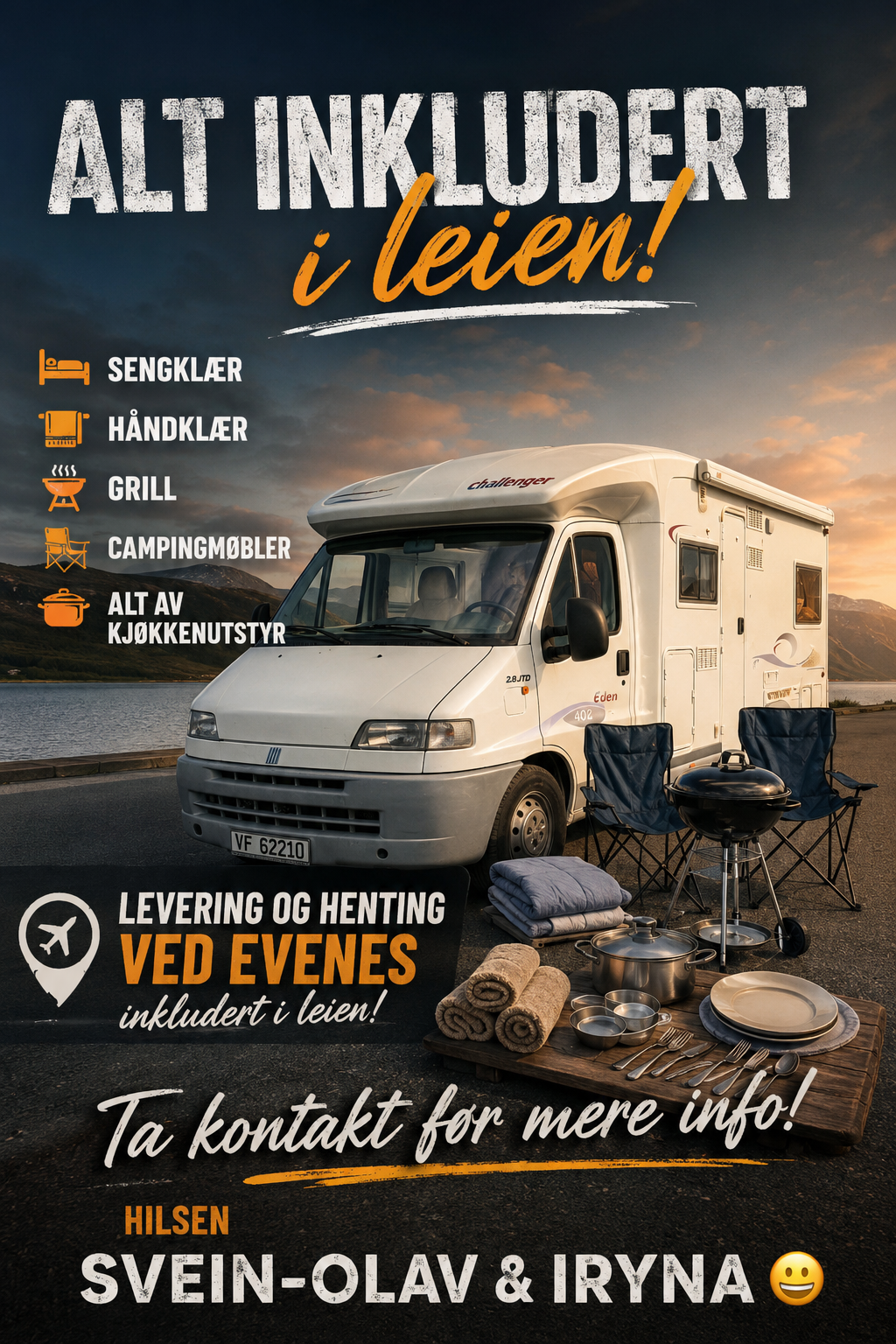 Alt innkludert 🚐 bobil til leie – klar for tur