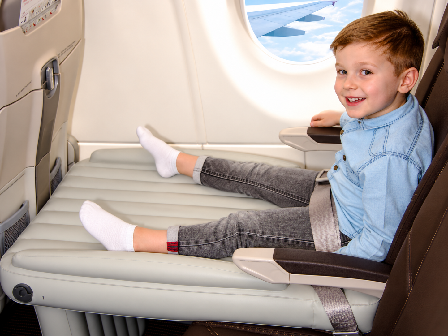 Flyease inflatable airplane bed for kids