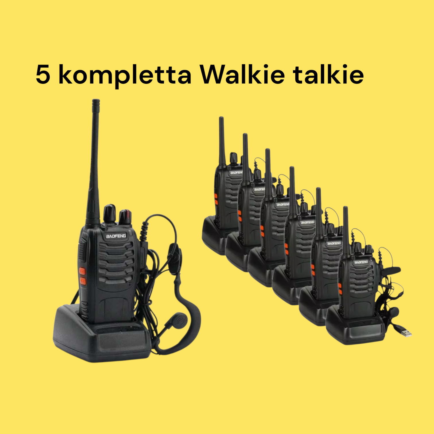 5  kompletta walkie talkies inkl allt