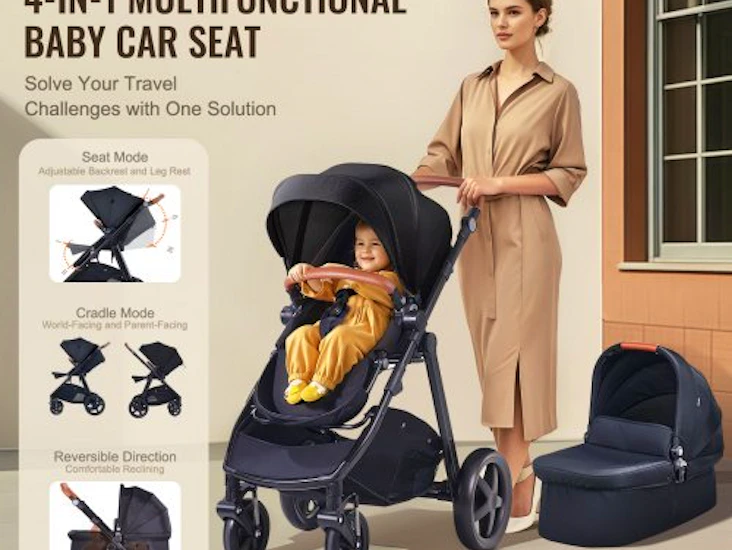 Vevor 2-in-1 baby stroller with bassinet – sleek, versatile & travel ready