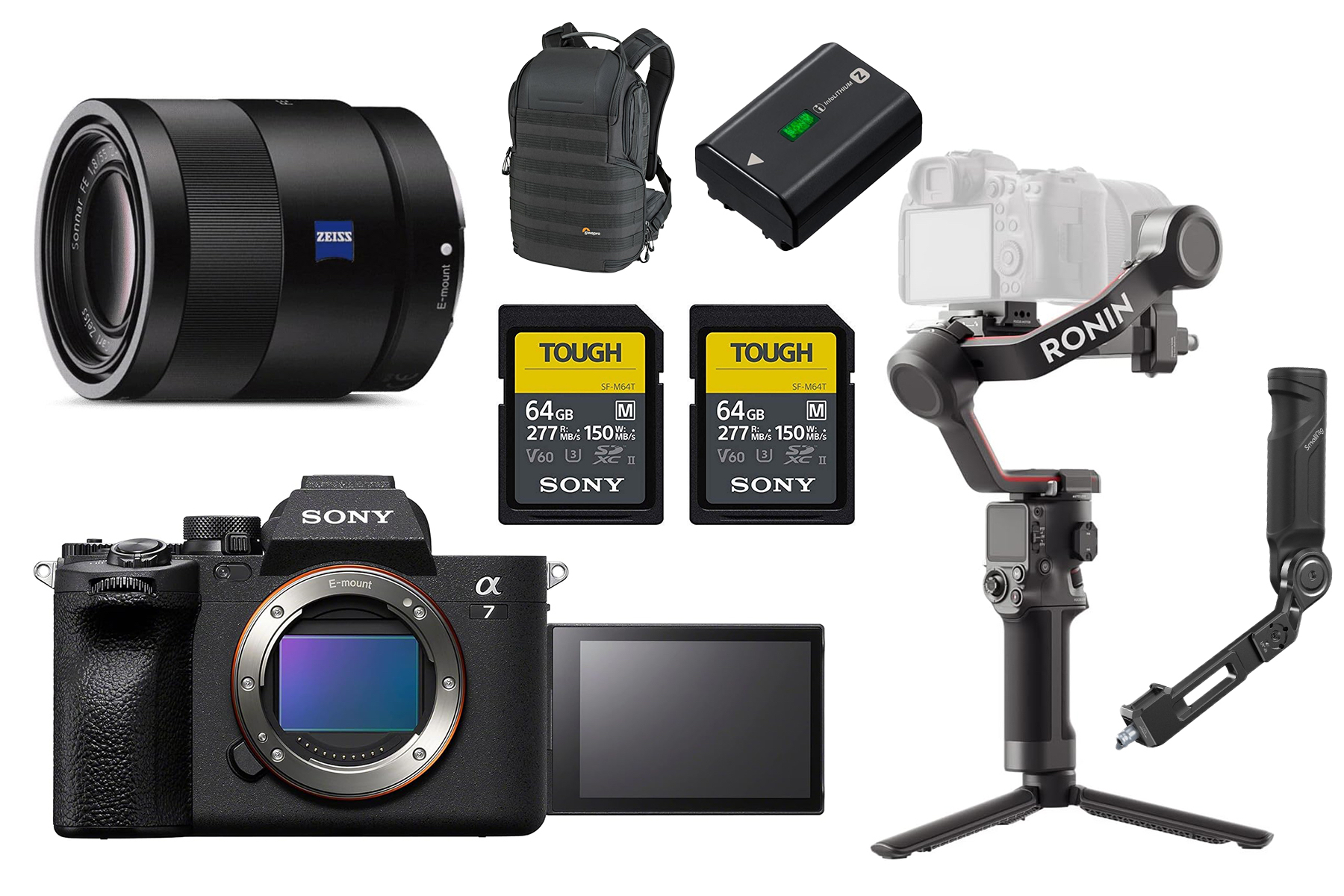 Sony a7iv + dji rs3 + 55mm + 2x 64gb sd + backpack