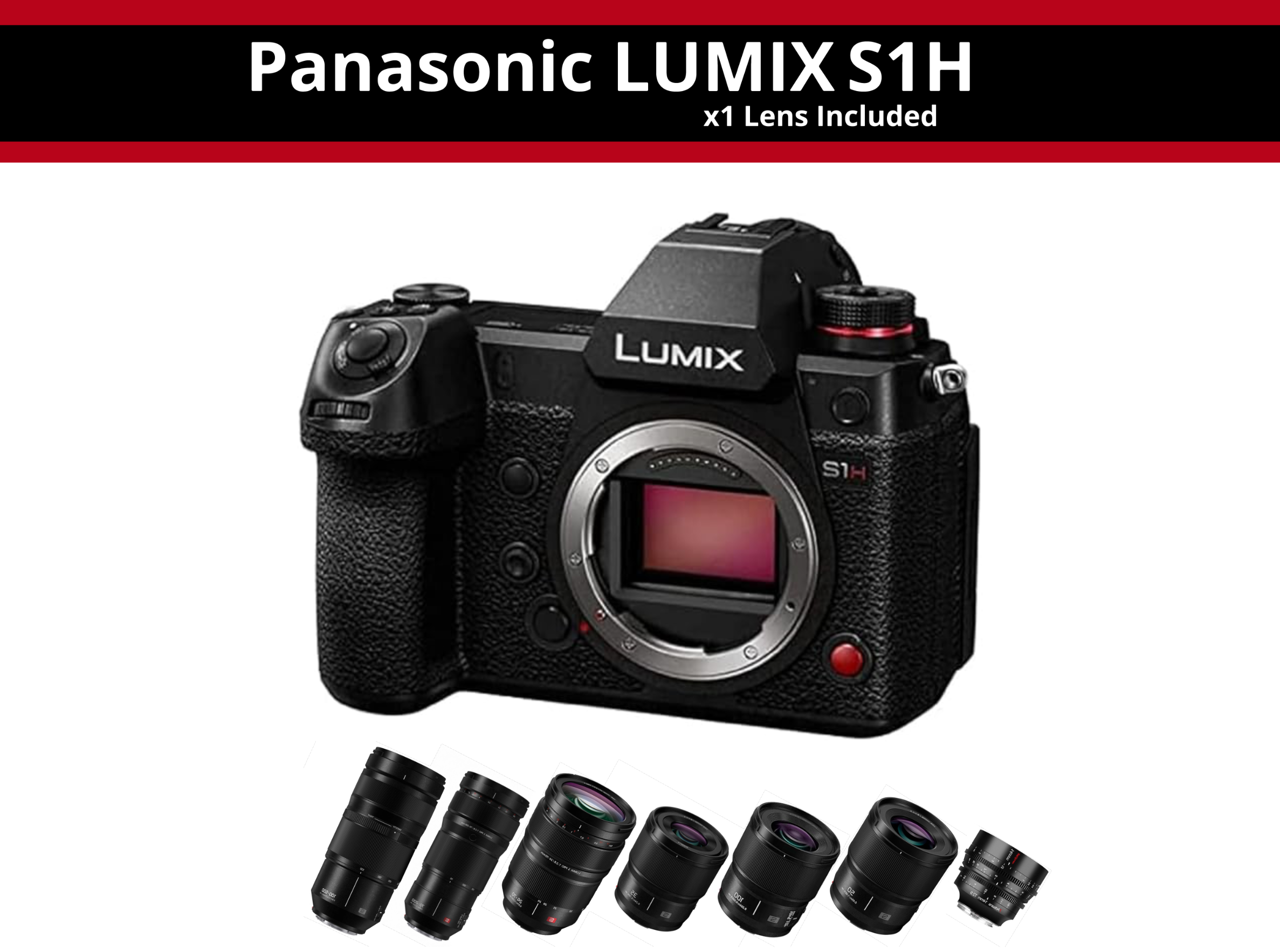 Panasonic lumix s1h + one panasonic lens