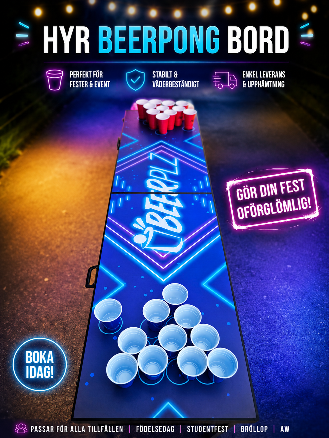 🎉 hyr beer pong-bord – höj stämningen på festen!