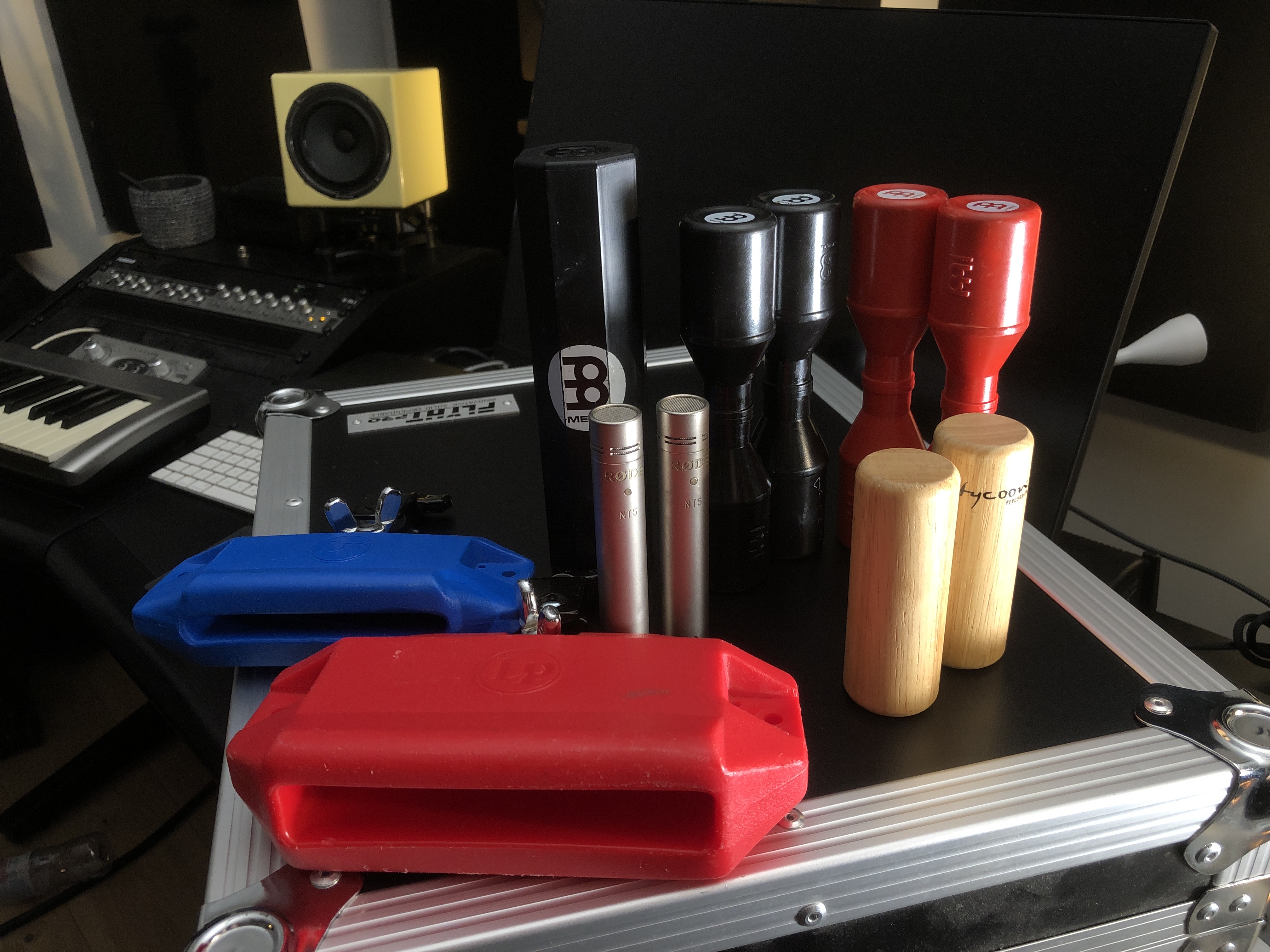 Percussion recording kit; rode nt5 microphones, meinl shackers, lp percussion