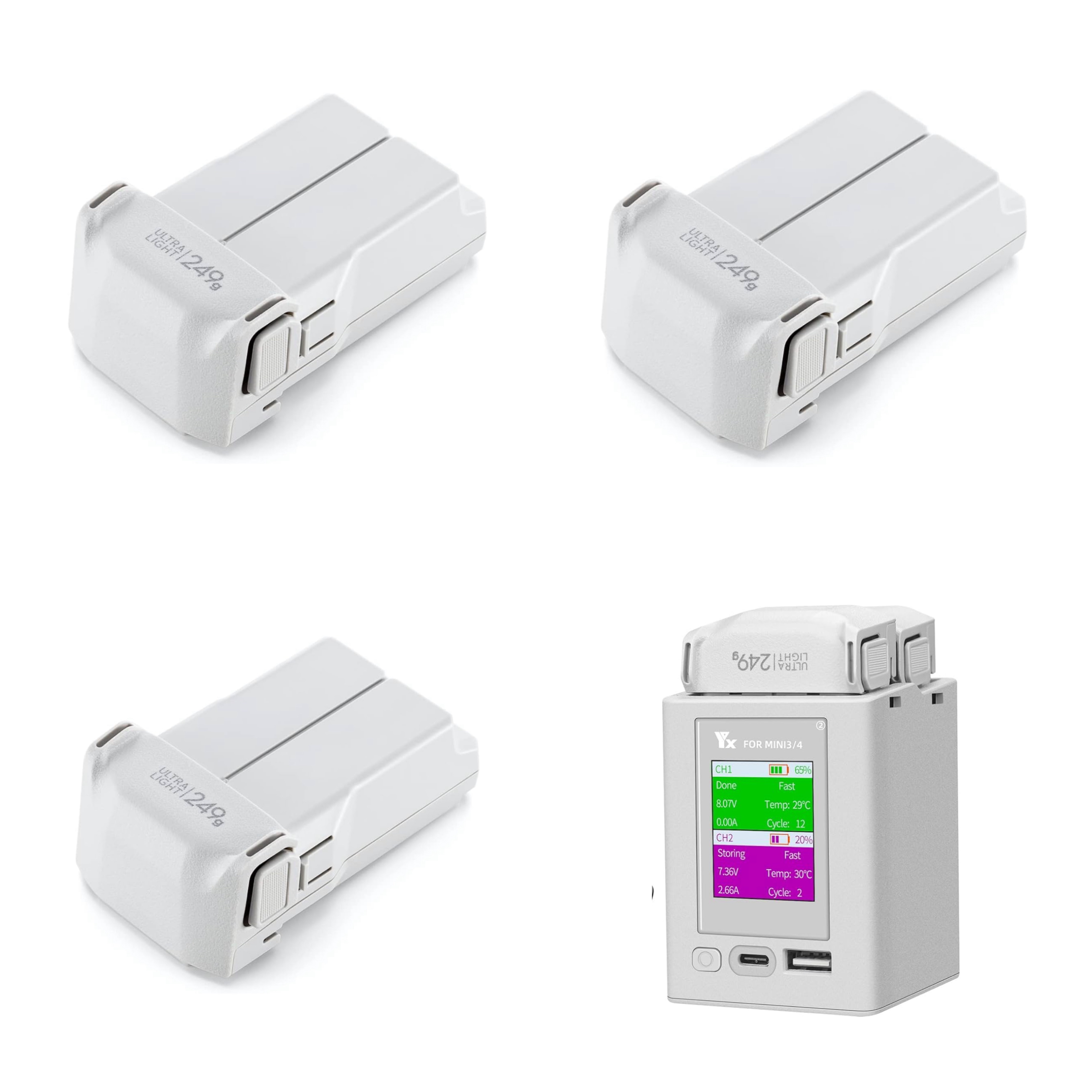 Dji mini 3 pro batteries x3 plus dual usbc charger