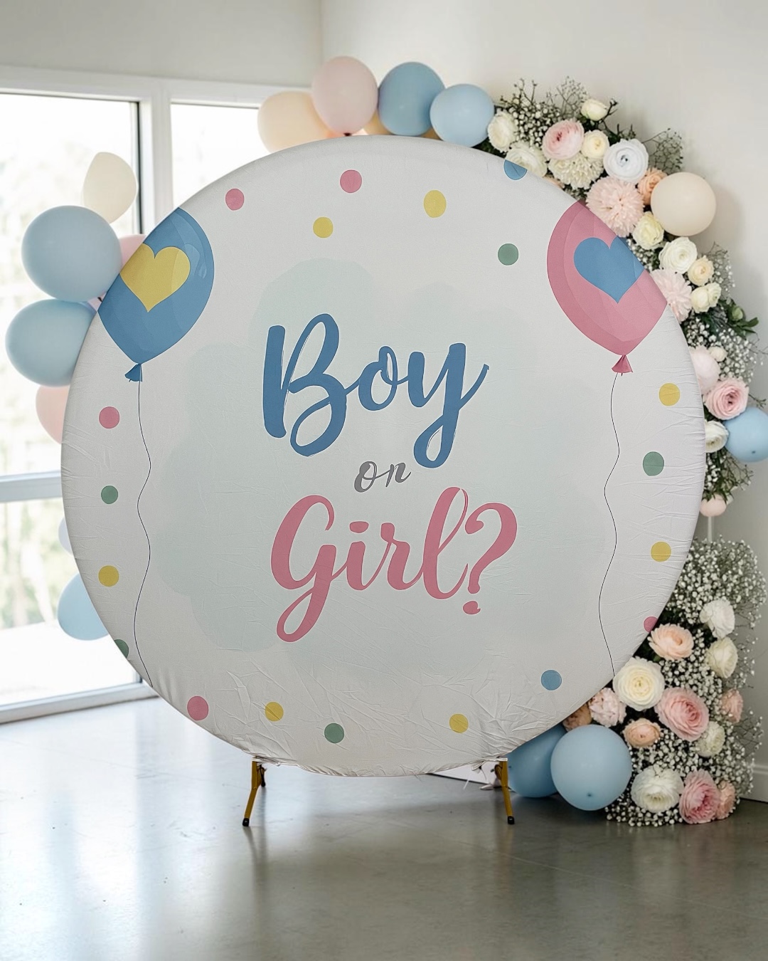 Bakgrundsduk boy or girl, gender reveal, fest, temafester