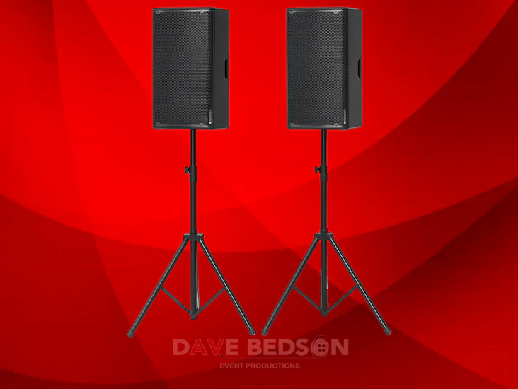 2 x db technologies opera 15 - 15" inch active speakers & stands