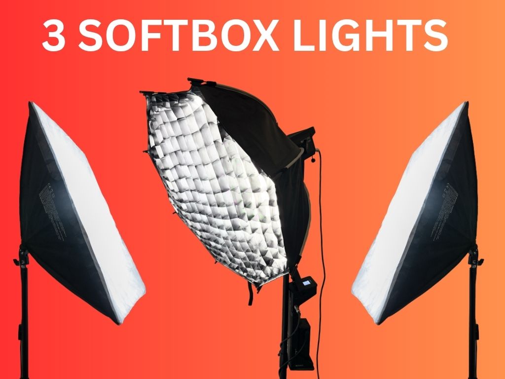 3x video lights set-up: nanlite forza 300 and 2x 135w continuous soft box lights